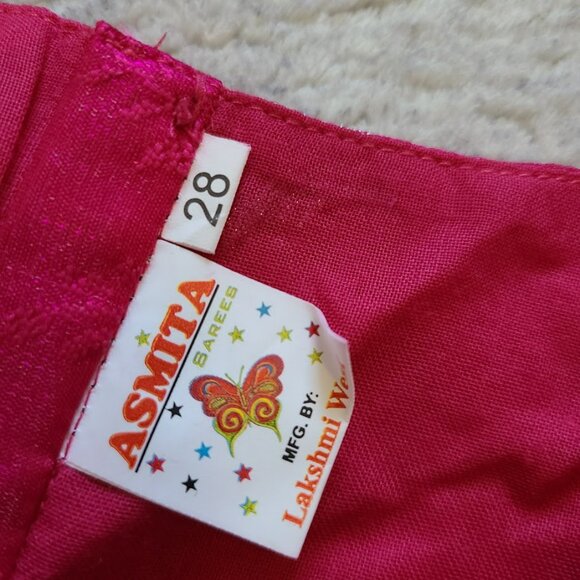 Girls 3-Piece Indian Lehenga Chohli Set Size 28 Pink & Black Embroidered Asmita - Picture 6 of 15